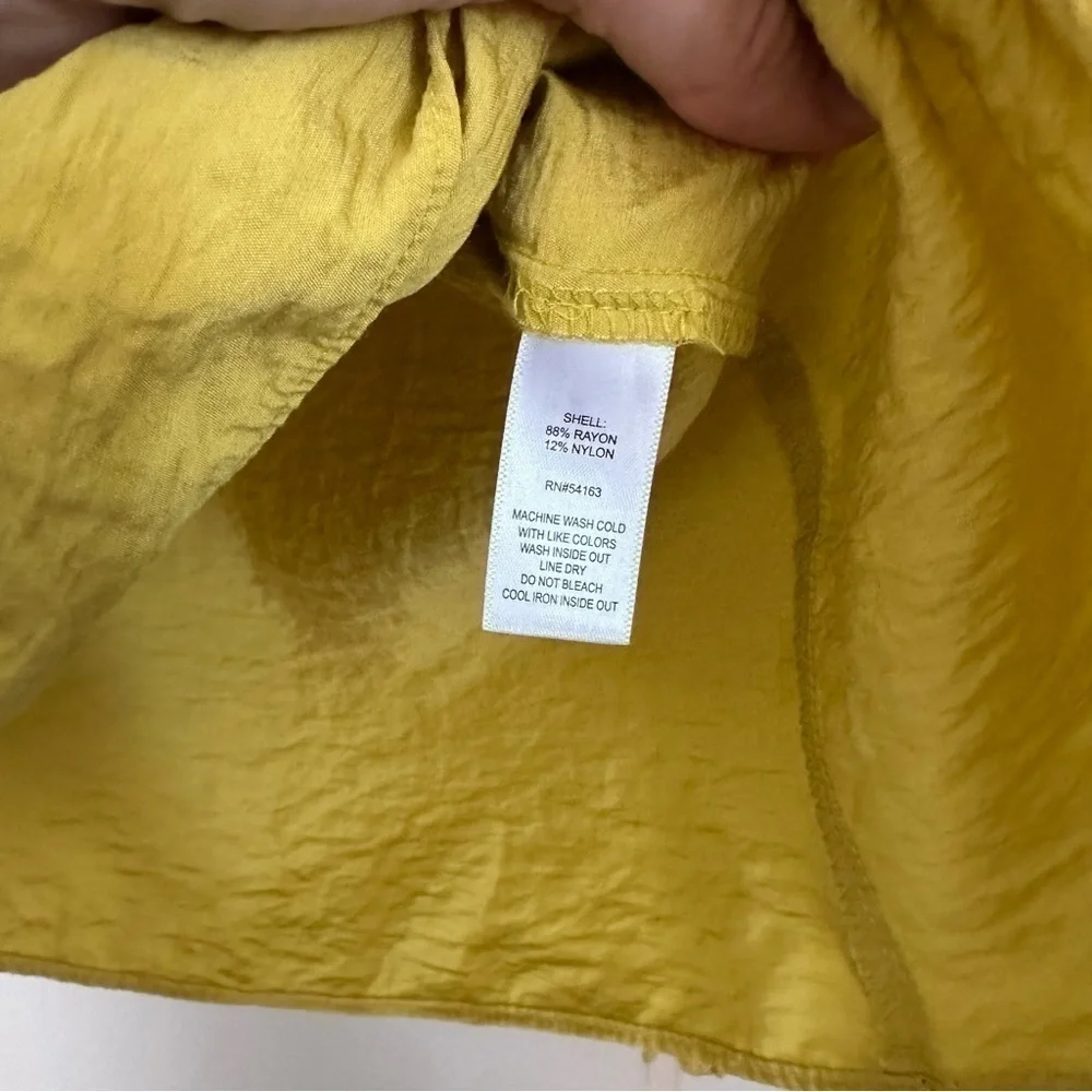 Marc New York Blouse Capt Mustard Yellow Short Sleeve Top Sz L